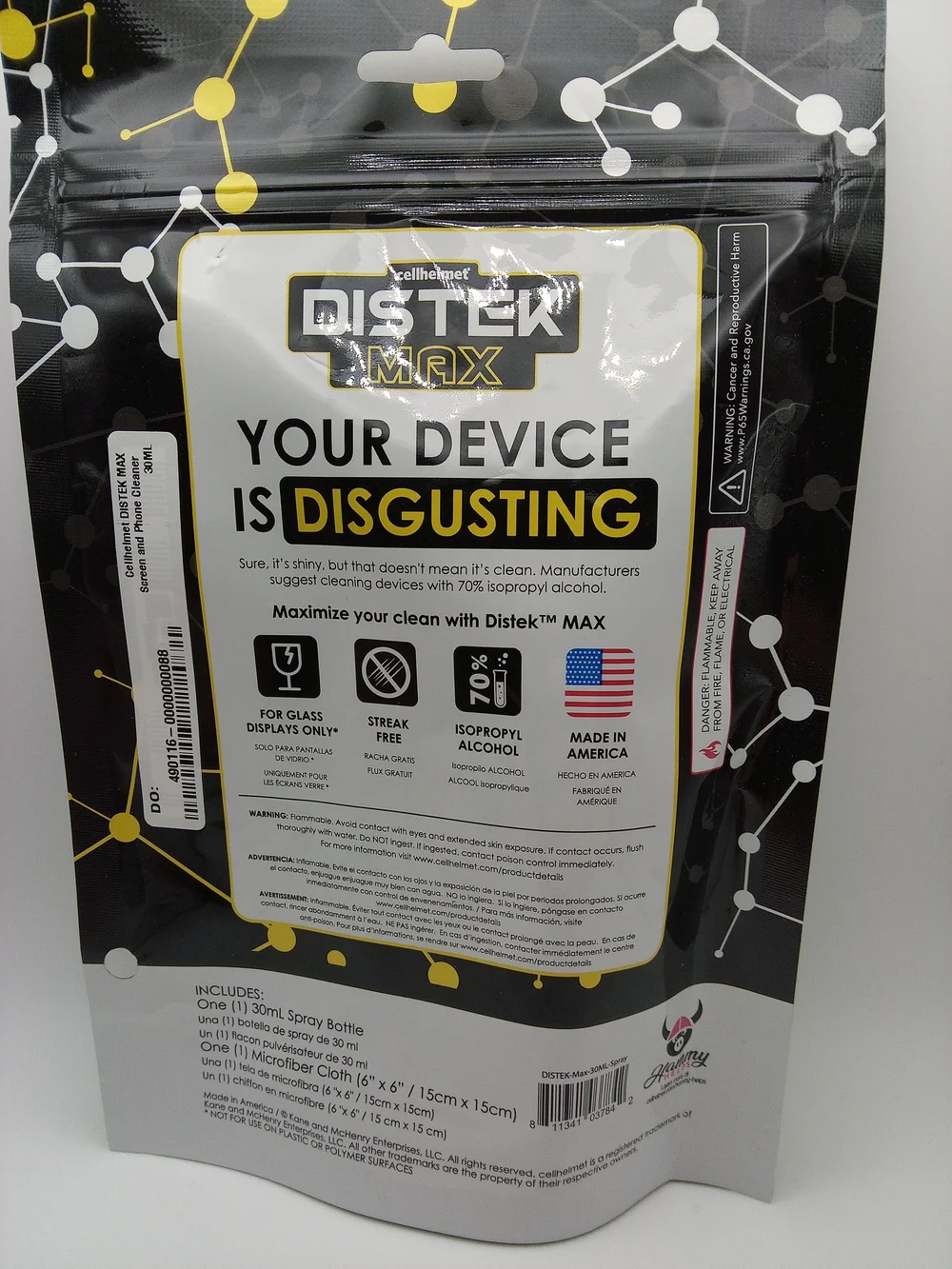 Cellhelmet Distek Max Screen Cleaner – 70% IPA Formula – NEW Travel Size